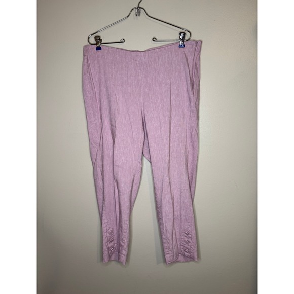 J. Jill Pants - J. Jill Linen Stretch Lavender Purple Crop Pants Button Hem Plus Size 1X Womens